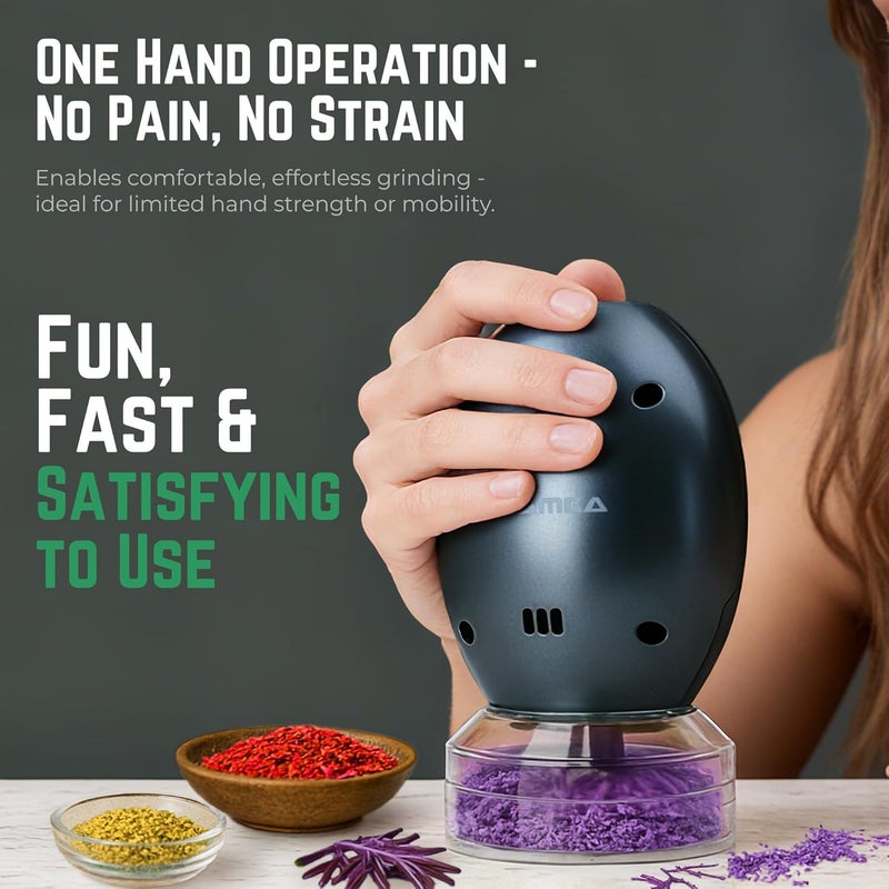 Mamba Grinder Electric Spice & Herb Grinders for the Kitchen. Whip Chain Type One-Handed Mill, Easy to Use and Clean, Anchor Gray - Image 5